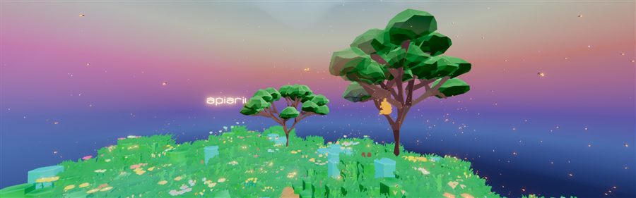 Bosquet d'arbres low poly en fin de journée